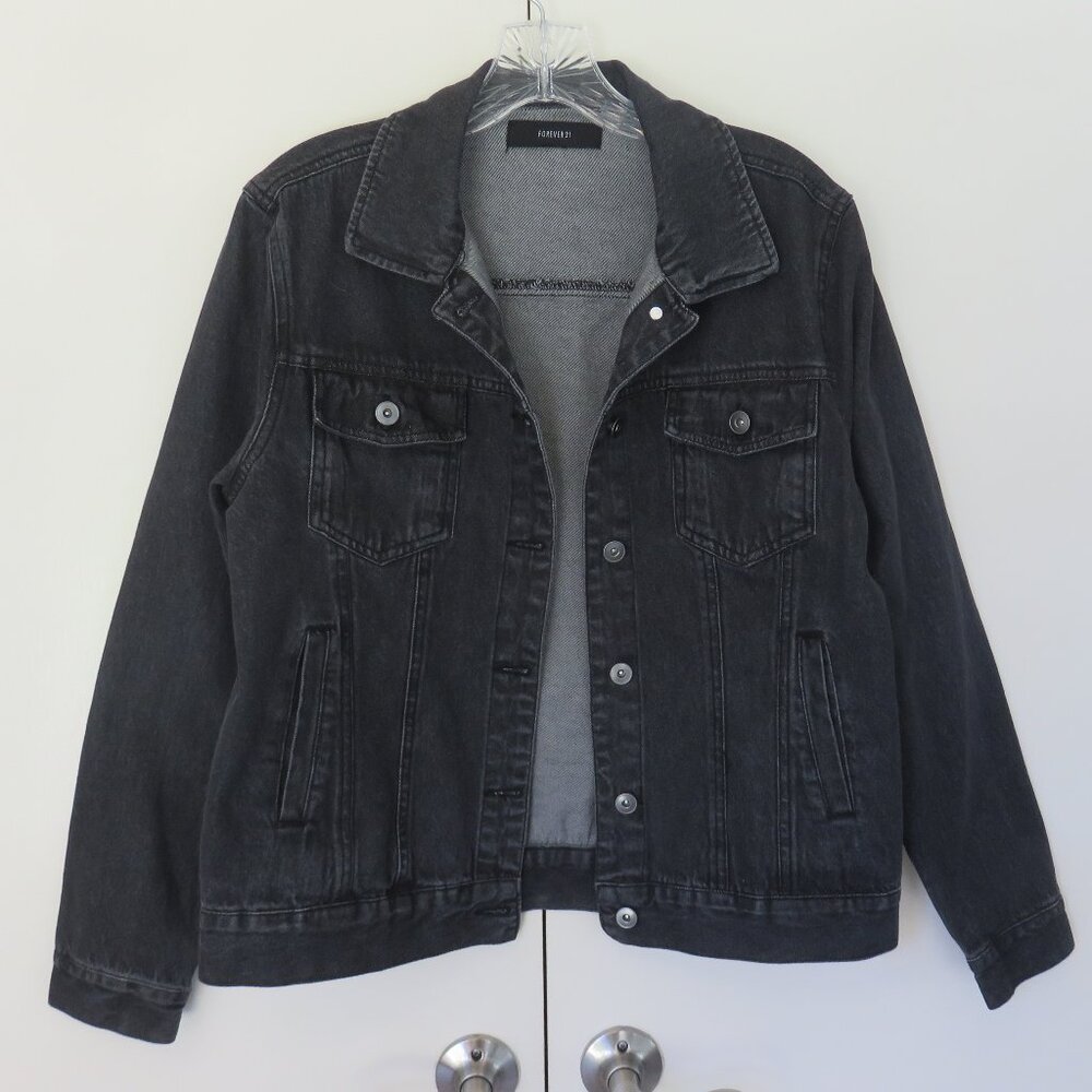 Charcoal Black Dark Gray Jean Jacket........................726